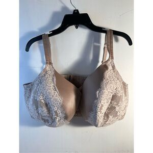 Cacique bra 44H lightly lined full coverage beige lace